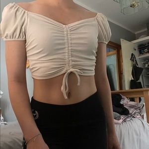 shein cinch off the shoulder crop top